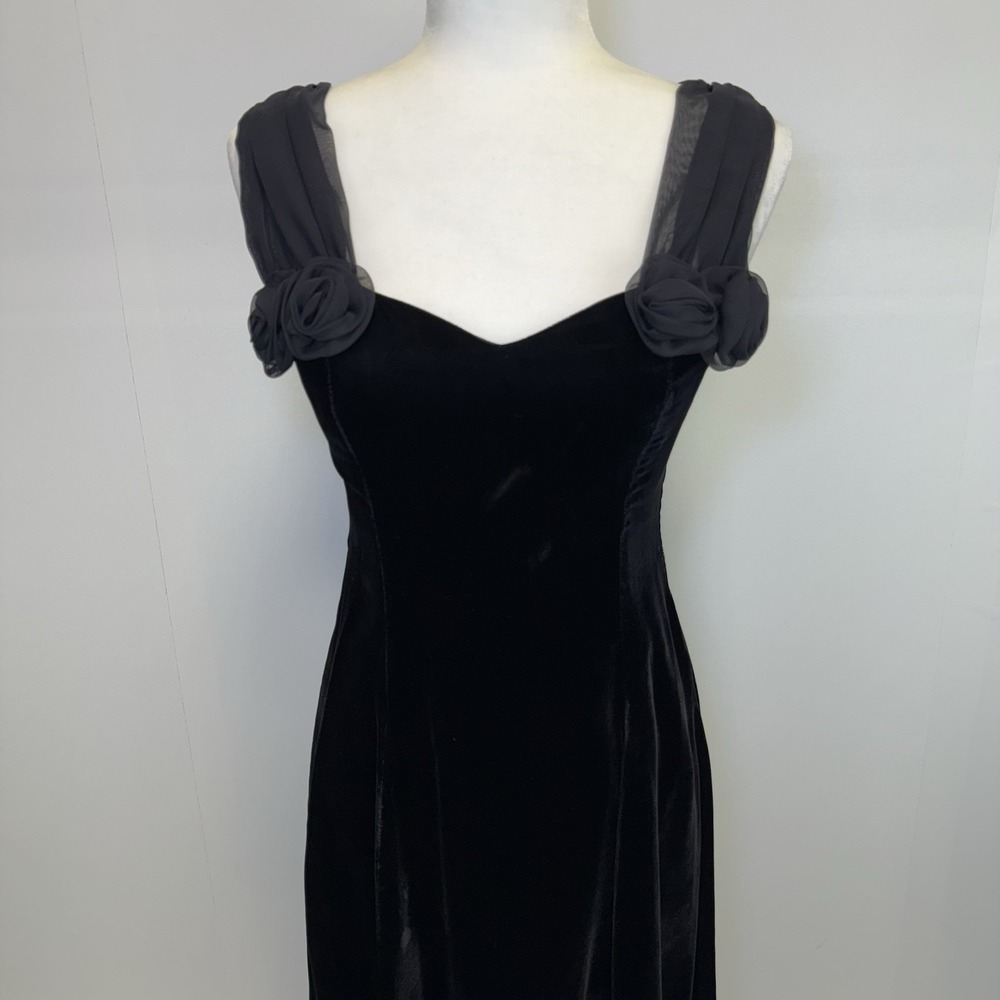 Vintage 80s Positively Ellyn Corset Black Velvet Goth Prom Cocktail Dress union - Picture 12 of 16
